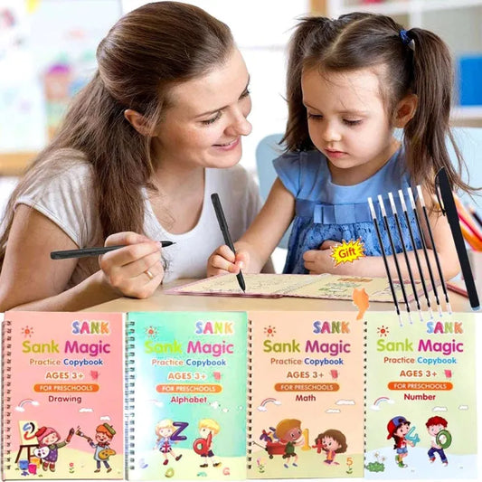 Sank Magic Practice Copybook for Kids – Reusable Writing Book with Refill Pencils – Alphabet, Math, Drawing & Numbers – Early Learning for Preschool & Kindergarten